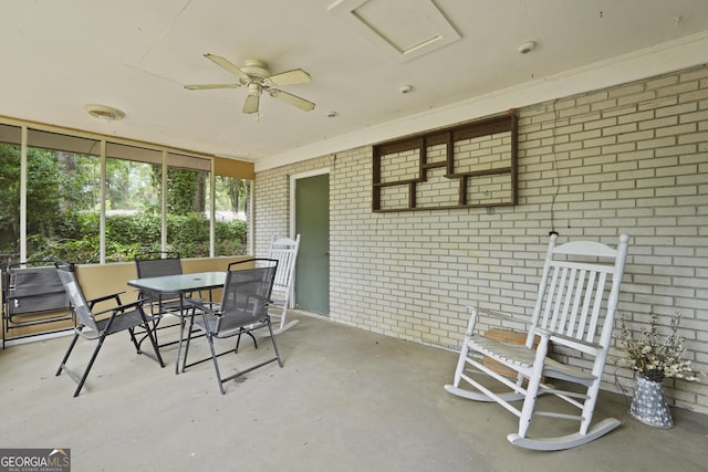 631 Valleybrook Rd, Savannah, GA 31419 - sunroom featuring a ceiling fan and outdoor dining space