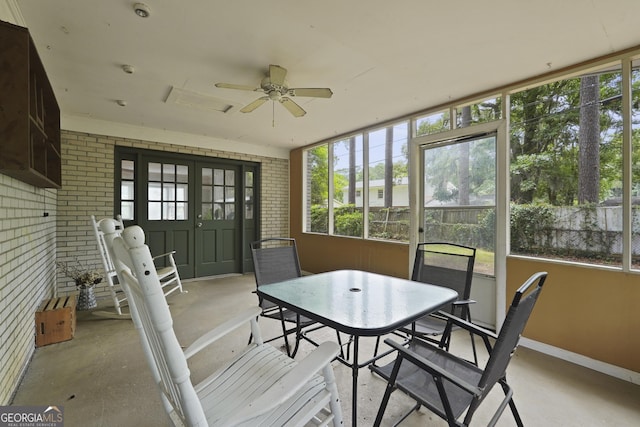 631 Valleybrook Rd, Savannah, GA 31419 - sunroom with french doors, ceiling fan, and outdoor dining space