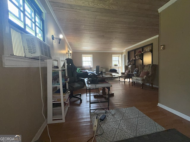 1551 Vaughn Rd, Griffin, GA 30223 - office featuring ornamental molding, wood finished floors, and wood ceiling