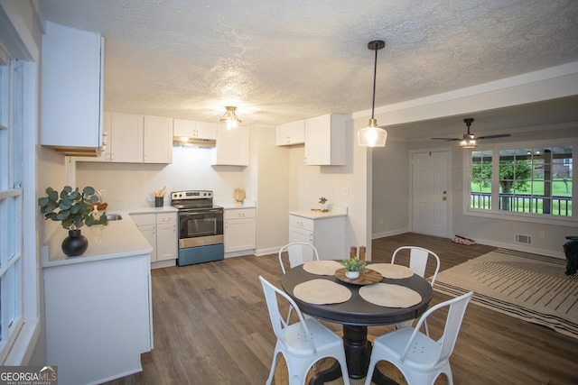 235 Cindy St, Jackson, GA 30233 - dining room featuring dark wood finished floors, a textured ceiling, and ceiling fan