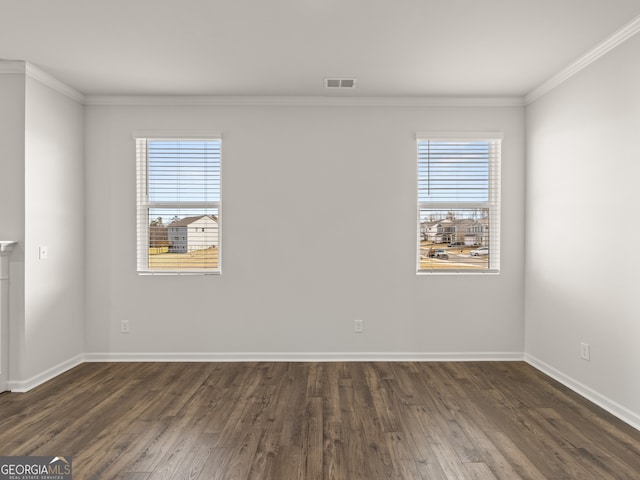 410 Oak View Ln, Dallas, GA 30157 - unfurnished room with crown molding, dark wood-style floors, and healthy amount of natural light