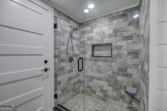 198 Hillcrest Dr, Calhoun, GA 30701 - bathroom with a shower stall and recessed lighting