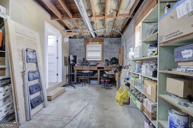 198 Hillcrest Dr, Calhoun, GA 30701 - below grade area with concrete block wall