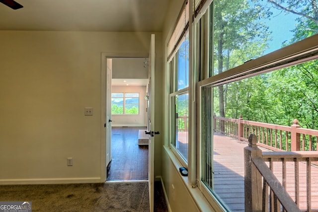 967 Saddle Gap Dr, Clayton, GA 30525 - corridor with baseboards and carpet flooring