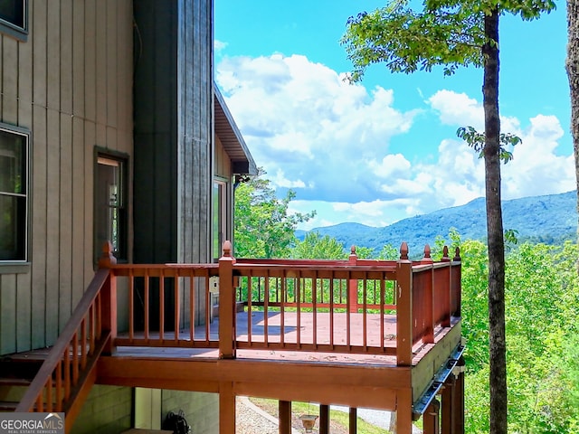 967 Saddle Gap Dr, Clayton, GA 30525 - wooden terrace with a mountain view