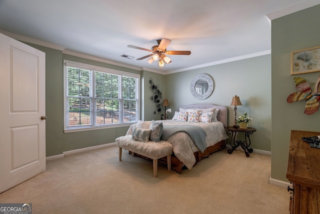1770 Whippoorwill Rd, Watkinsville, GA 30677 - bedroom with light carpet, crown molding, and ceiling fan