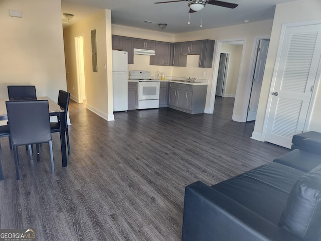 118 Ronald Pride Blvd, Fort Valley, GA 31030 - living area with a ceiling fan and dark wood-style floors
