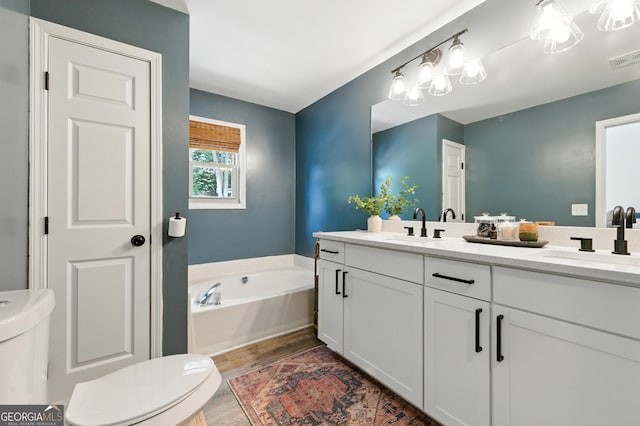 4829 Caboose Ln NW, Acworth, GA 30102 - full bath with double vanity, wood finished floors, and a bath