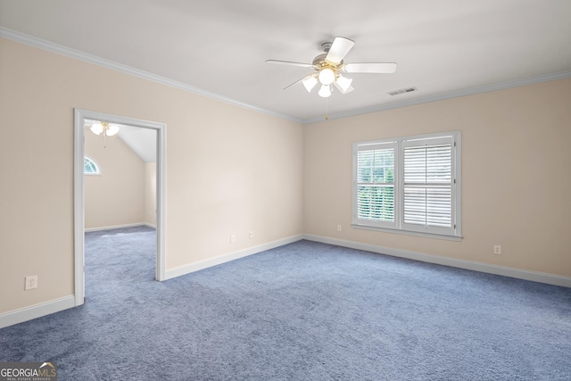 1005 Lyndhurst Way SE, Conyers, GA 30013 - unfurnished room featuring ornamental molding, a ceiling fan, and carpet flooring