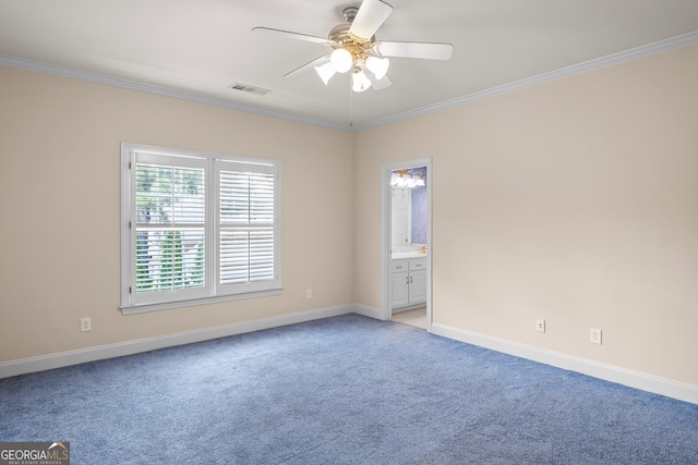 1005 Lyndhurst Way SE, Conyers, GA 30013 - unfurnished room with crown molding, ceiling fan, and light carpet