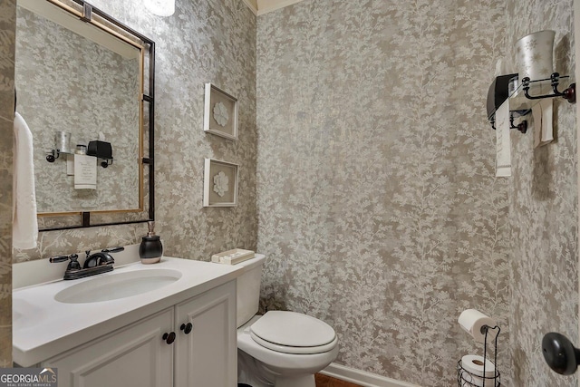 236 Creek View Ln, Acworth, GA 30102 - half bathroom featuring vanity and toilet