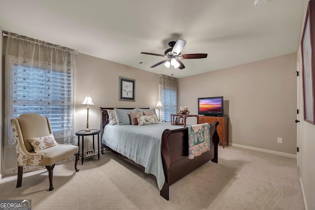 236 Creek View Ln, Acworth, GA 30102 - bedroom with light colored carpet and ceiling fan