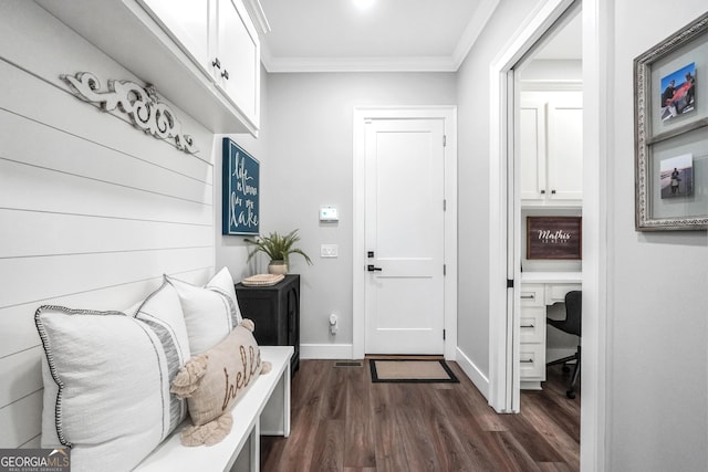 123 River Point Rd, Jackson, GA 30233 - mudroom featuring dark wood-style floors and ornamental molding