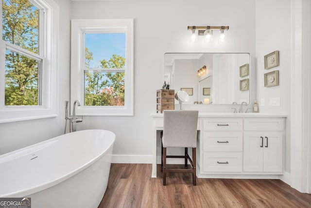 123 River Point Rd, Jackson, GA 30233 - full bath with a freestanding bath, wood finished floors, and vanity