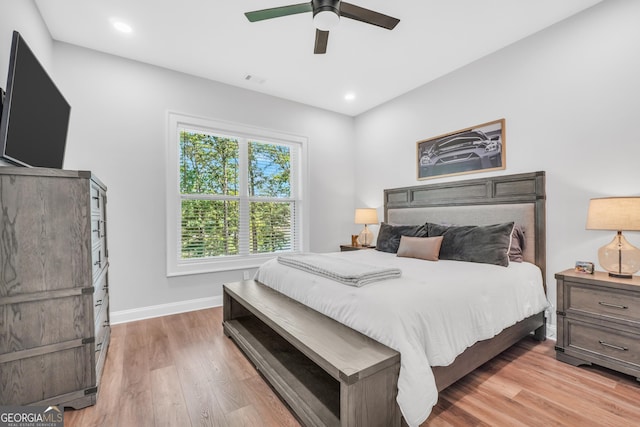 123 River Point Rd, Jackson, GA 30233 - bedroom with light wood-style floors, recessed lighting, and a ceiling fan