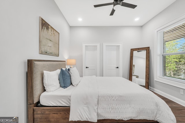 123 River Point Rd, Jackson, GA 30233 - bedroom featuring wood finished floors, a ceiling fan, and recessed lighting