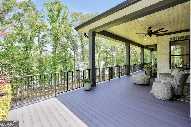 123 River Point Rd, Jackson, GA 30233 - wooden deck with ceiling fan