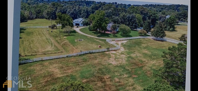 aerial view featuring a rural view