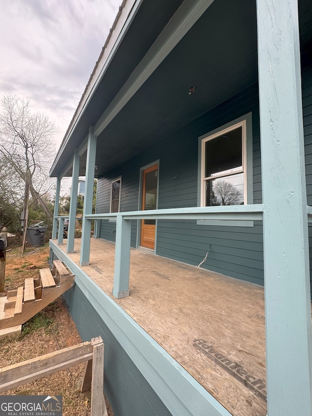 view of home's exterior featuring a porch