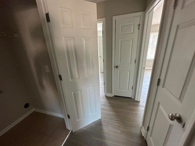 hall featuring dark hardwood / wood-style floors