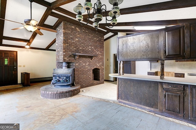 interior space featuring ceiling fan