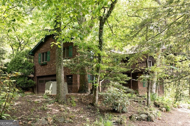 exterior space with a garage