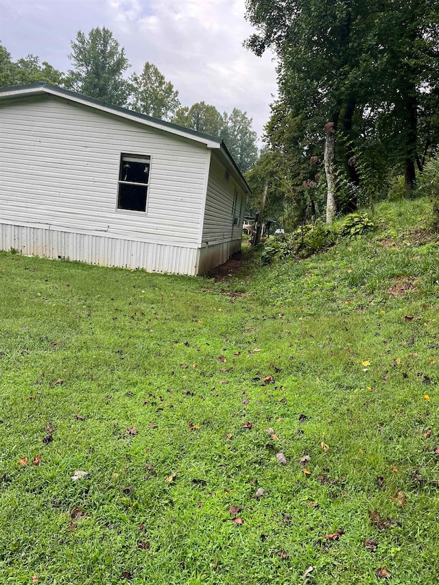 view of home's exterior with a yard