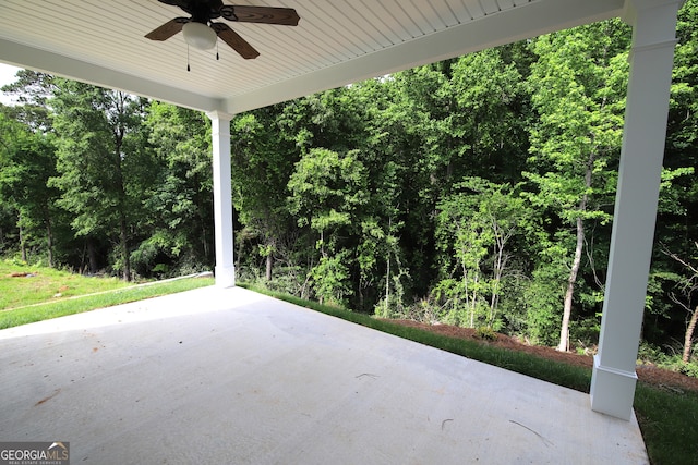 view of patio / terrace with ceiling fan