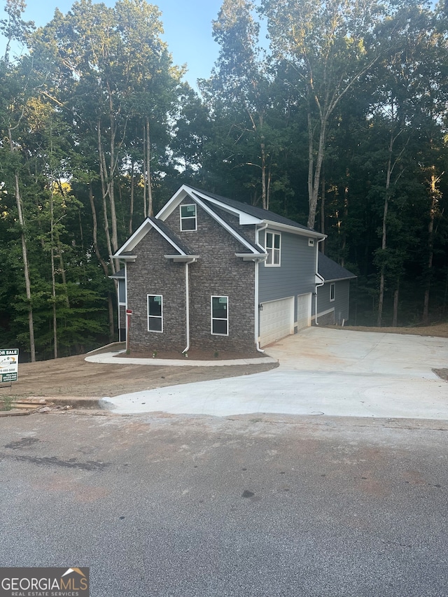 view of front of house with a garage