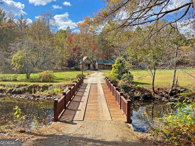 exterior space featuring a water view