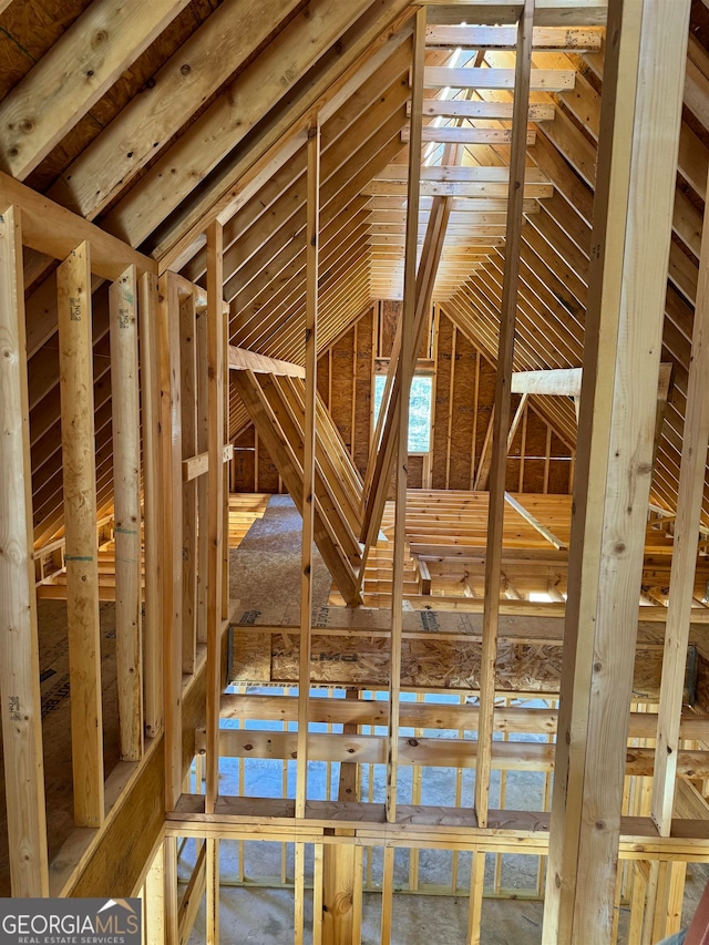 view of unfinished attic