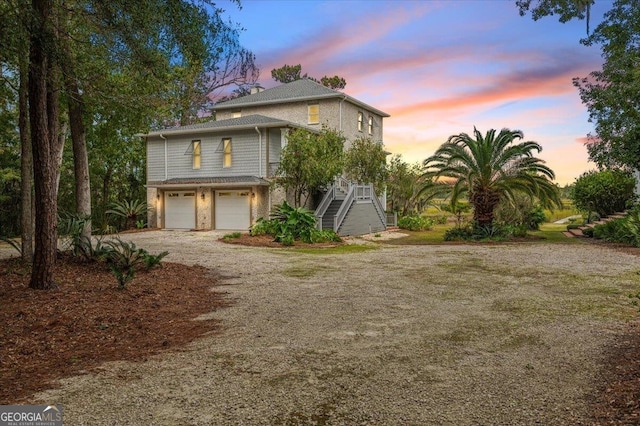 view of front property with a garage