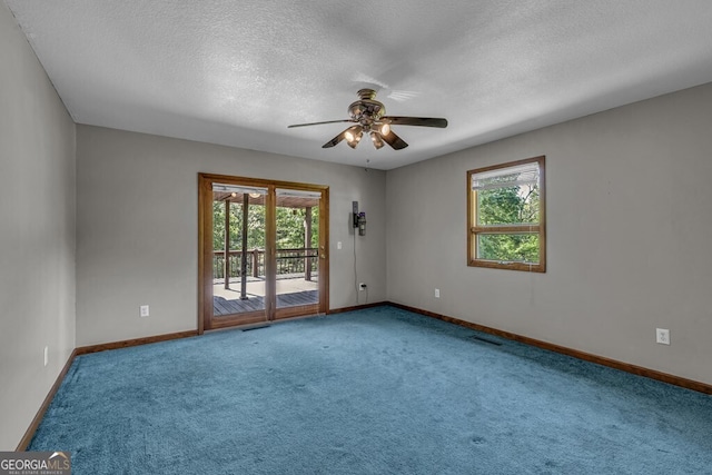 805 Quail Cove Cir, Warne, NC 28909 - carpeted empty room with healthy amount of natural light, a ceiling fan, baseboards, and a textured ceiling