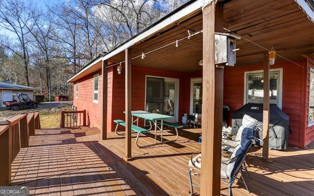 deck with area for grilling