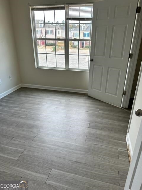 empty room featuring a wealth of natural light and light hardwood / wood-style floors