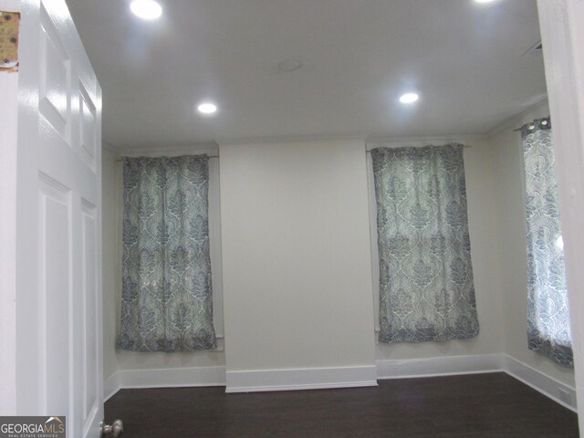 4154 Houston Ave, Macon, GA 31206 - empty room featuring crown molding, wood finished floors, baseboards, and recessed lighting