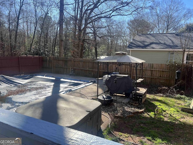 exterior space featuring a gazebo