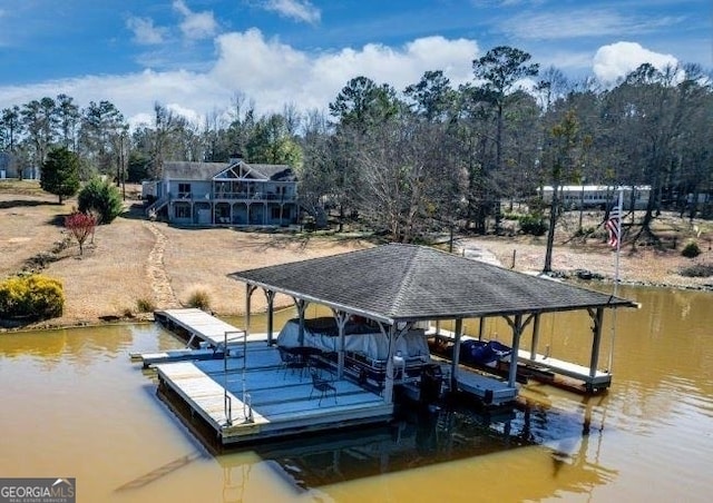 dock area featuring a water view