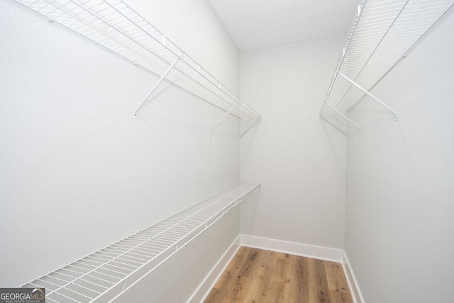 spacious closet featuring light wood-type flooring