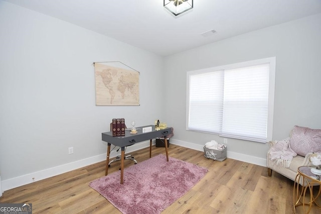 office featuring light hardwood / wood-style flooring