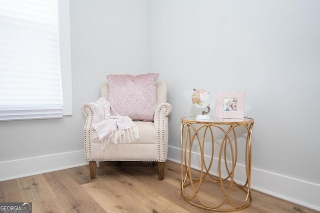 living area featuring light hardwood / wood-style flooring