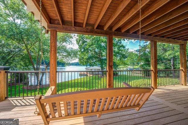 228 Harris Rd, Jackson, GA 30233 - deck with a lawn and a water view