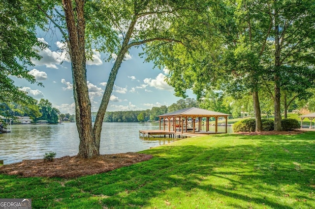 228 Harris Rd, Jackson, GA 30233 - dock area with a water view and a lawn