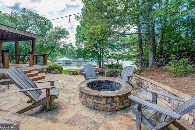 228 Harris Rd, Jackson, GA 30233 - view of terrace with a pergola, a deck, and a fire pit