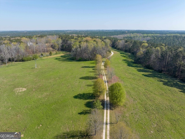 aerial view featuring a rural view