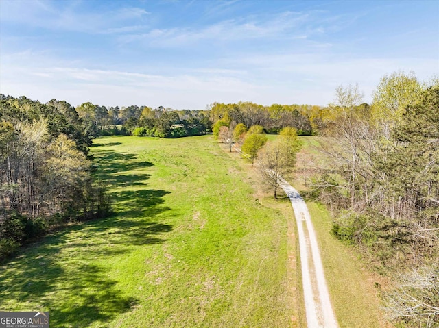 aerial view featuring a rural view