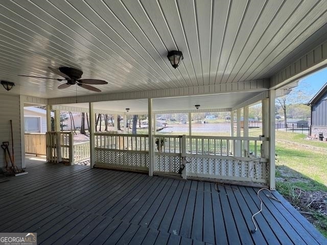 deck featuring ceiling fan