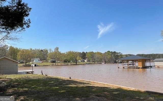 view of dock featuring a water view