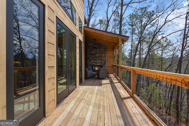 wooden deck featuring french doors