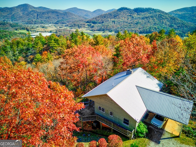 aerial view featuring a mountain view